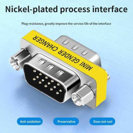 VGA 15-Pin Male to Male Adapter for Video Device Connections - nickel-plated 15-pin male-to-male VGA inline connector for monitors and projectors