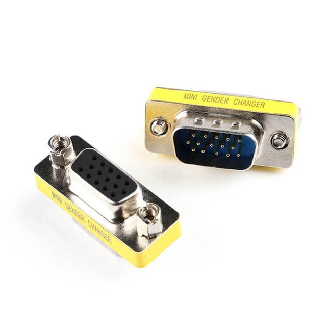 VGA Male to Female Adapter for Extending Monitor Cables - compact DB15 gender changer for linking VGA monitor cables
