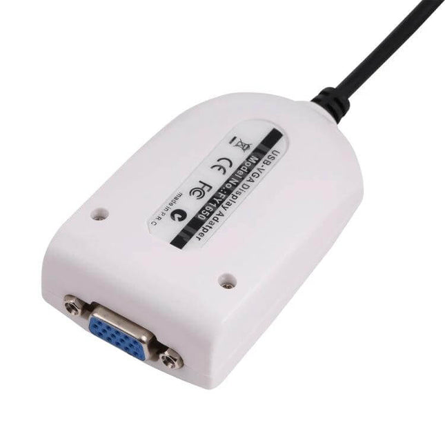 External USB to VGA Adapter for Adding a Second Monitor - white USB-to-VGA dongle for laptop/desktop dual display setup