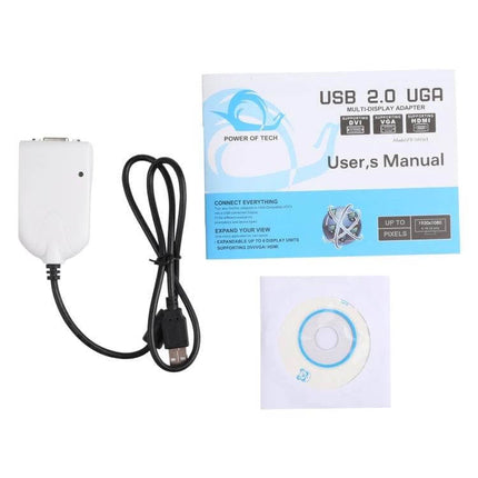 External USB to VGA Adapter for Adding a Second Monitor - USB to VGA adapter kit with cable, driver CD and user manual