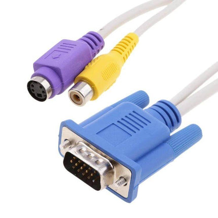 VGA to S-Video and RCA Adapter Cable for PC to TV Connection - blue VGA to S-Video and RCA leads for connecting PC to TV or projector