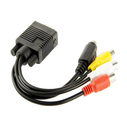 VGA to S-Video and RCA Cable Adapter for PC to TV Connection - black VGA to S-Video plus red/yellow/white RCA leads for TV-out