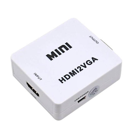 Portable Mini HDMI to VGA Audio Converter for Home Use compact white HDMI2VGA adapter for connecting consoles to VGA monitors