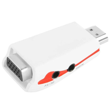 HDMI to VGA Adapter for Connecting Devices to VGA Monitors white converter with audio port for laptops and projectors