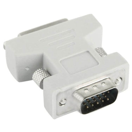 DVI-I to VGA Converter Adapter for Monitor Connections white adapter showing DVI-I plug and VGA port for legacy monitor hookup