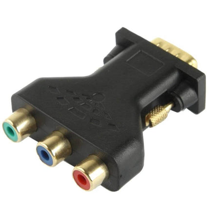 VGA 15-Pin Male to 3 RCA Female Adapter for Video Connections black adapter with gold-plated connectors for VGA to RCA video conversion