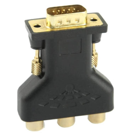 VGA 15-Pin Male to 3 RCA Female Adapter for Video Connections black gold-plated VGA to 3RCA adapter for connecting VGA outputs to RCA inputs