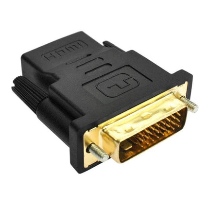 Adapter for Connecting DVI-D Devices to HDMI Monitors and TVs - black DVI-D to HDMI adapter with gold pins for digital video connection
