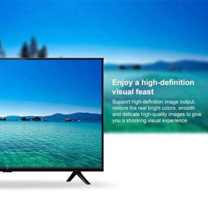 Adapter for Connecting DVI-D Devices to HDMI Monitors and TVs showing HDMI monitor displaying high-definition ocean image