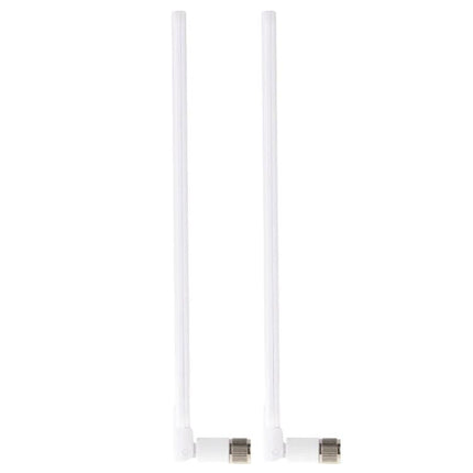 5dBi Gain Antenna for 4G LTE Routers with SMA Male Connector - pair of white 5dBi LTE router antennas with right-angle SMA male connectors, improves rural signal reception