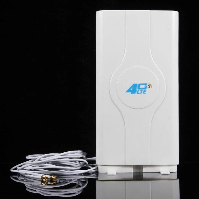 Indoor 4G LTE MIMO Antenna for Enhanced Signal Strength - white indoor MIMO antenna with coax cables for better reception