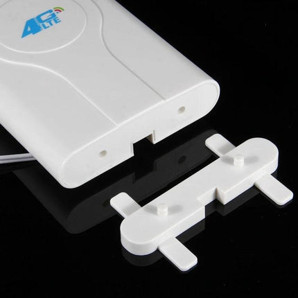 Indoor 4G LTE MIMO Antenna for Enhanced Signal Strength white indoor antenna unit and mounting bracket on black background