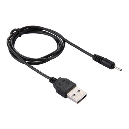 USB Cable for Charging Daily Devices on the Go - black USB Type A to 2.0mm DC barrel connector cable for travel and desk charging