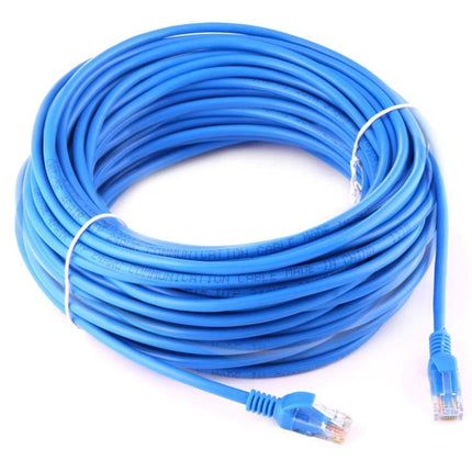 Blue 30-Meter Cat5e Network Cable for Home Networking Use - 24AWG stranded copper, RJ45 ends, reliable home Ethernet connection