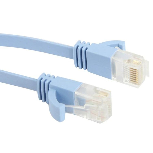 Flat Ethernet Cable in Baby Blue, 10 Meters Long for Network Connections – slim flat RJ45 cable for home office routing