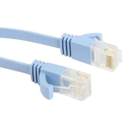 5 Meter Flat Ethernet Cable in Baby Blue for Home Networks - CAT6 flat baby blue cable with RJ45 connectors