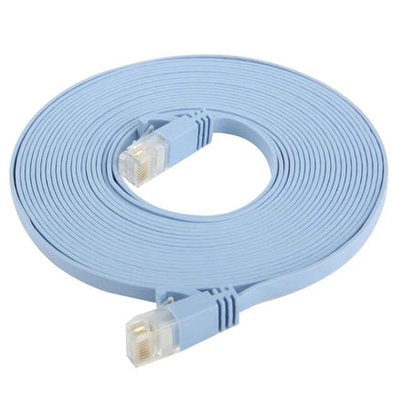 5 Meter Flat Ethernet Cable in Baby Blue for Home Networks - CAT6 flat 5m cable for routers, modems, and home office connections