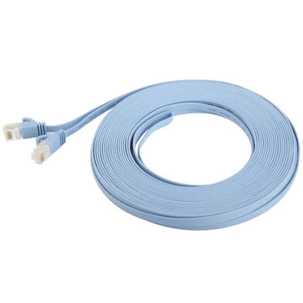 Flat CAT6 Ethernet Cable for Home Network Connections, 15 Meters in Baby Blue - flat baby blue 15m cable with RJ45 connectors for home networking