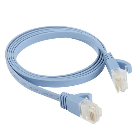 Flat Ethernet Cable, 1 Meter in Baby Blue for Network Links - slim CAT6 flat RJ45 patch cable for under-desk and wall cable management