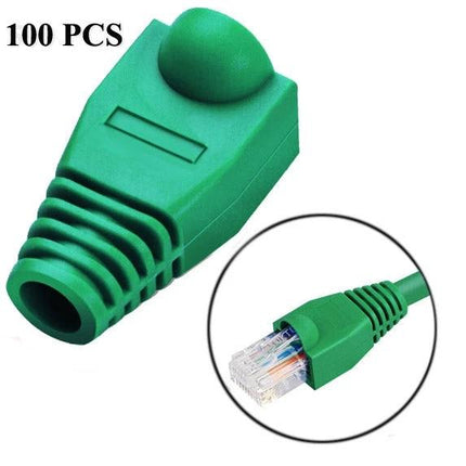 Snag-Free Boots for Ethernet Cables, Black 100-Pack - green RJ45 protective boot on Ethernet cable, 100 pcs