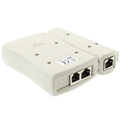 RJ45 and RJ11 Network Cable Tester for Ethernet Wiring Checks handheld unit showing RJ45 and RJ11 ports
