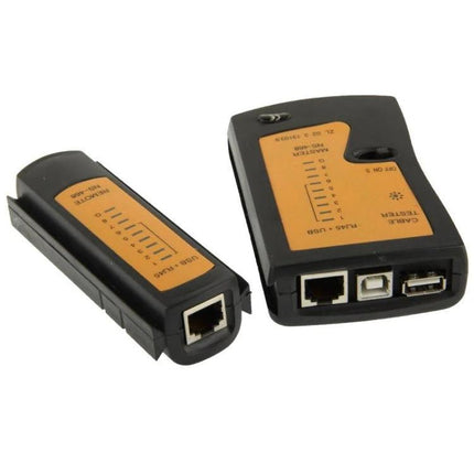 RJ45 and RJ11 Network Cable Tester for Easy Cable Checks handheld tester with remote unit and ports