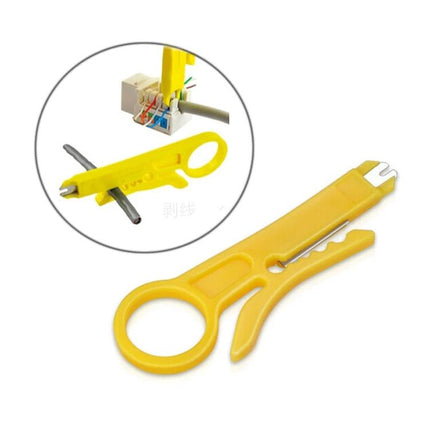 Versatile Crimping Tool for Network and Telephone Cables - yellow cable stripper and wire cutter for RJ45/RJ11 assembly