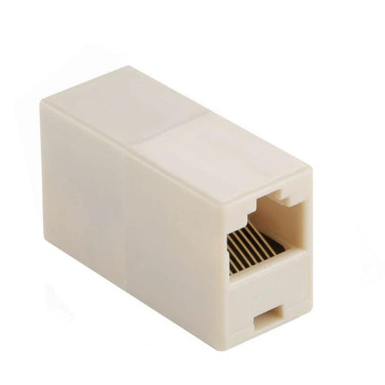 RJ45 Female to Female Coupler for Extending LAN Cables – white inline RJ45 adapter to join two Ethernet cables for longer runs
