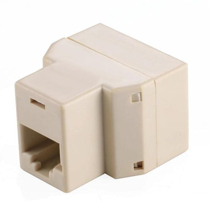 RJ45 1x2 Ethernet Splitter for Sharing Network Connections - beige inline RJ45 coupler for connecting two devices to one Ethernet port
