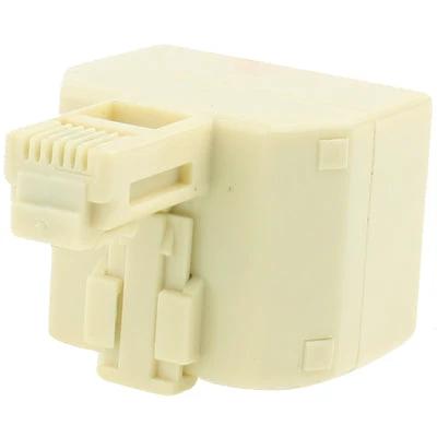 RJ11 Male to Two Female Adapter for Telephone and Modem Use - cream inline telephone line splitter for home office and dial-up modem