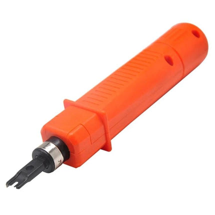 Ergonomic Impact Punch Down Tool for Wire Seating and Cutting, orange handheld punchdown for network terminations