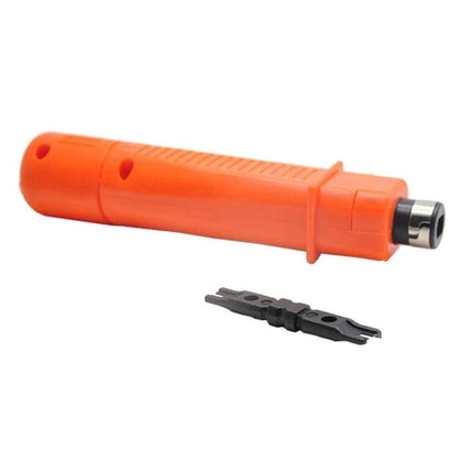 Ergonomic Impact Punch Down Tool for Wire Seating and Cutting - orange impact punchdown with spare blade