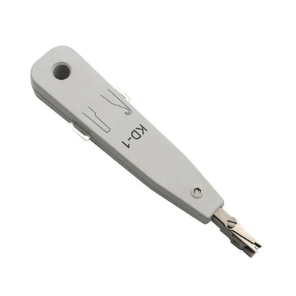 Multi-Functional Insertion Tool for Network and Telephone Sockets gray wire insertion tool for RJ45/RJ11 sockets, compact technician hand tool