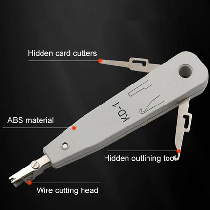 Multi-Functional Insertion Tool for Network and Telephone Sockets gray ABS wire insertion tool with hidden cutters and wire cutting head