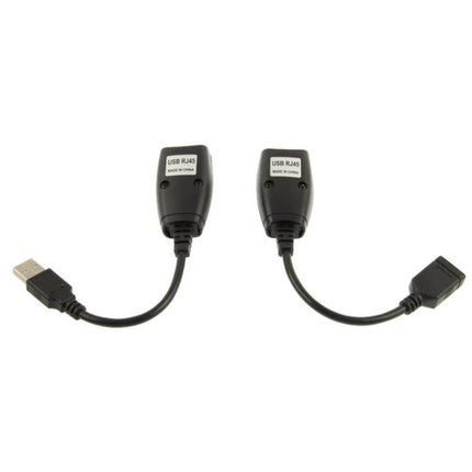 USB Extender Cable for 50 Meters via Cat5e RJ45 Port - pair of USB to RJ45 adapter extenders for connecting USB devices up to 150ft