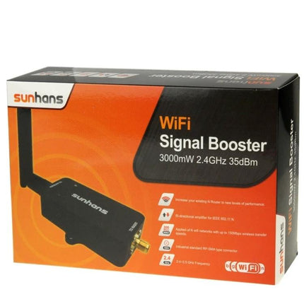 Sunhans 2.4GHz WiFi Signal Booster for Home Networks - compact 2.4GHz amplifier with external antenna to extend home WiFi coverage