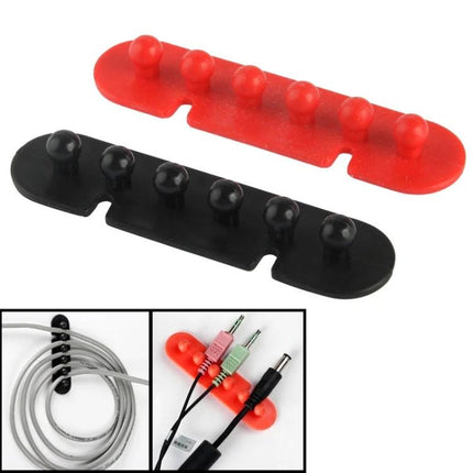 Adhesive Plastic Holder for Organizing Cable Plugs, Pair - red and black cable plug organizers with adhesive strip for neat cords