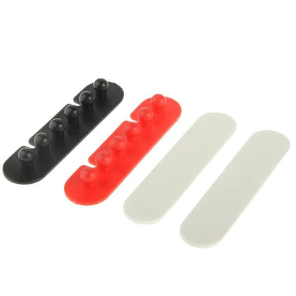 Adhesive Plastic Holder for Organizing Cable Plugs, Pair - black and red cable plug organizer with adhesive strips