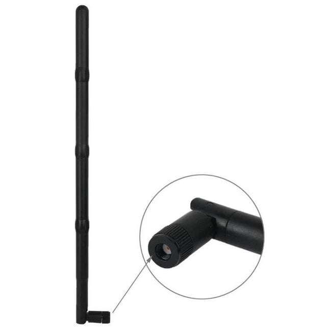 High-Gain Wireless Network Antenna for Signal Enhancement - black external antenna with right-angle SMA connector for improved home or office WiFi coverage