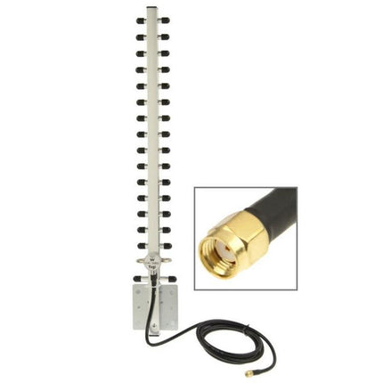 Directional Yagi Antenna for Wireless Network Signal Enhancement mounted outdoor with SMA connector and coax cable for targeted range extension