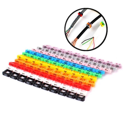 Pack of 100 Colorful Labels for RJ45, RJ11 and RJ12 Cables - multicolor numbered cable markers for 4-6mm wires, organization and easy identification