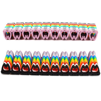 Pack of 100 Colorful Labels for RJ45, RJ11 and RJ12 Cables - rainbow cable markers for 4-6mm network phone cords, elastic soft P.P. organization