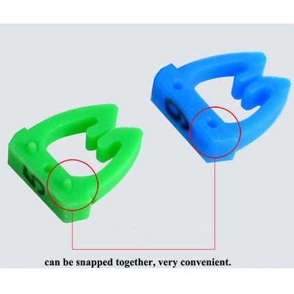 Pack of 100 Colorful Labels for RJ45, RJ11 and RJ12 Cables - green and blue snap-on cable markers for 4-6mm cords, organized wiring