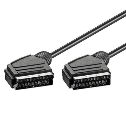 1.5 Meter SCART Cable for Connecting TVs and DVD Players - 20-pin to 20-pin cable showing two black SCART connectors and cable for audio/video links