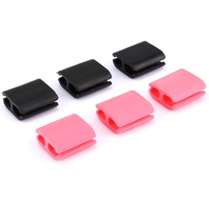 Silicone Cable Clips for Organizing Home and Office Wires, 6 Pack - set of black and pink silicone wire holders to tidy cables
