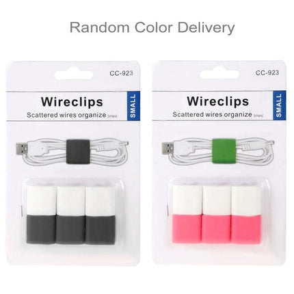 Silicone Cable Clips for Organizing Home and Office Wires, 6 Pack - small silicone wireclips in random colors for tidy desks and TV cords