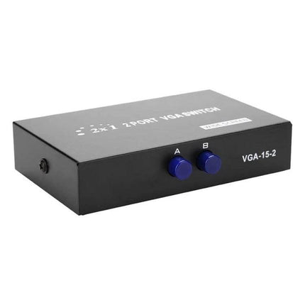 Manual VGA Switch Box for Sharing One Monitor with Two Computers, 2-port metal VGA switch with A/B buttons