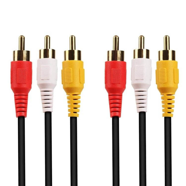 RCA AV Cable for Audio and Video Connections, 3 Meters Long - triple RCA red white yellow audio video cable with gold plugs