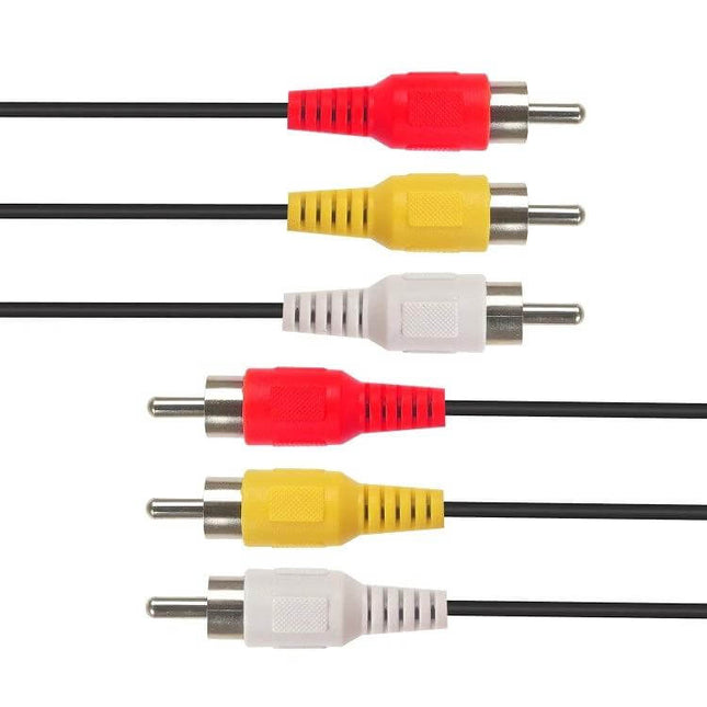 15-Meter RCA Audio Video Cable for Device Connections - red, white, yellow RCA connectors for composite video and stereo audio
