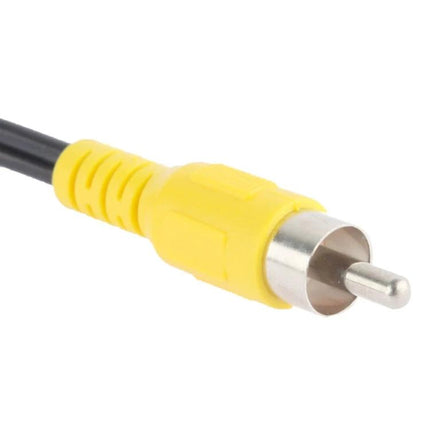 RCA Y Splitter Cable Adapter for Audio and Video, 26.5cm Length - yellow RCA male plug close-up for splitting audio/video signals
